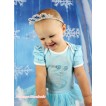 Frozen Light Blue Baby Bodysuit Light Blue White Pettiskirt & Sparkle Crystal Bling Rhinestone Princess Elsa Print JS3307 